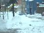 Winter auf Rügen - Straße in der "Inselhauptstadt" Bergen (Feb. 2010)