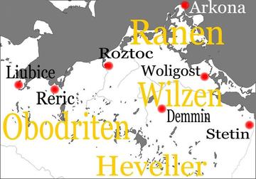 Siedlungsgebiete der wichtigsten westslawischen Stämme und Stammesverbände im 7. Jahrh., im heutigen Nordostdeutschland